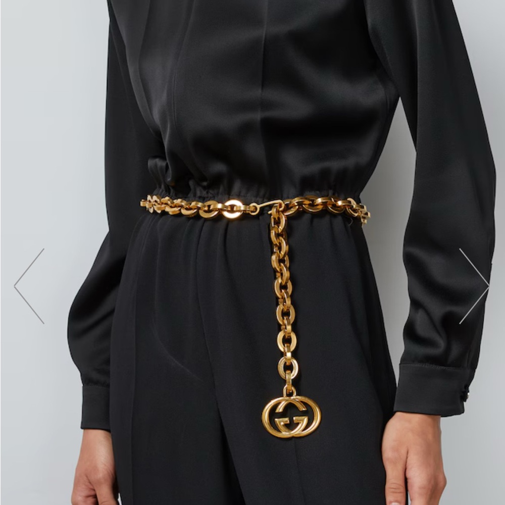 GUCCI CHAIN BELT WITH INTERLOCKING G CHARM 
(NWT)